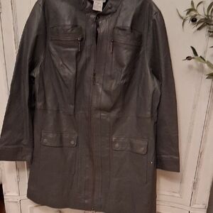 Jessica London Charcoal Leather Jacket